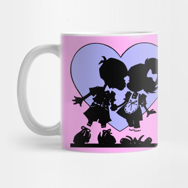 Retro Kiss Silhouette Heart by HolidayBug